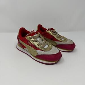 PUMA Ad Flyn Kids Red Gold Sneakers Size 10C